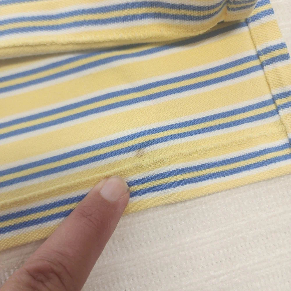 Polo Ralph Lauren Mens XXL Yellow Blue‎ Striped Short Sleeve Pique Polo Shirt